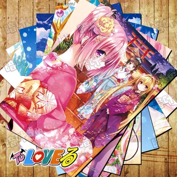 10 GAB./DAUDZ Anime, LOVE-Ru Plakāts, Uzlīmes, Pastkartes Rotaļlietas Lala Satalin Rito Haruna Konjiki nav Yami Yui Mika Dāvanu Kartes A4/A3 Izmēra
