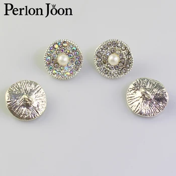 10pcs 15mm Modes Pērle Rhinestone metāla Pogas Sieviešu Apģērbs, apģērba Piederumus, Šūšanas NK017
