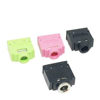 10PCS PJ-307C Pilna Plastmasas Audio Ligzdas Dual-Channel 5-Pin rozā zaļā melnā 3 F07 Ф 3,5 mm Austiņu Ligzda Multi-Color USB
