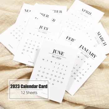 12 Lapas/Set 2023 Kalendāra Kartes INS Stila Ikmēneša Grafiku Memo Pad DIY Journaling Plānotājs Scrapbooking Kalendāra Programma
