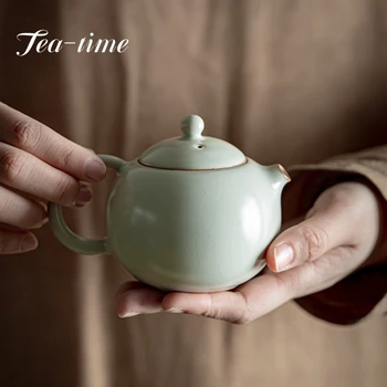 180ml Boutique Ru Krāsns Keramikas Tējkanna Roku darbs Atvērt Gabals Porcelāna Xishi Pot Tējas Maker Pods ar Filtru Kung Fu Tējas Komplekts Dāvanu Kastē