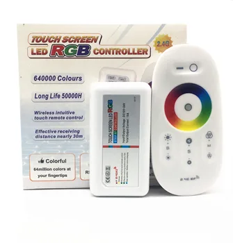 2.4 G RGBW LED RGB slokšņu kontrolieris touch tālvadības pults RF bezvadu DC 12V 24V LED driver touch ekrāns led kontrolieris