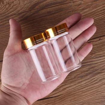 3pcs 50ml Stikla Pudeles ar Zelta Vākiem, Garšvielu Pudeļu Glabāšanai Burkas Tableti Konteineru Smaržu Pudeles Uzpildāmas Pudeles 37*70mm