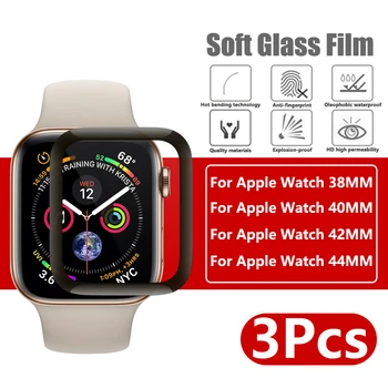 3Pcs Mīksto Stikla Filmu Pilnībā Segtu Ekrāna Aizsargs Apple Skatīties 6 ZVIEDRIJA 4 5 44MM 40MM Par Apple iWatch 3 2 1 38MM 42MM (Ne Stikla)