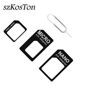 4in1 Mikro Nano SIM Kartes Adapteris Savienotājs Pārvērst Nano SIM Karti, Mikro Standarta Adapteri iPhone 6 7 plus Huawei P8 Xiaomi