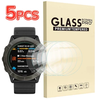 5-1Pack Par Garmin Fenix 6 6S 6X Pro Safīra Smartwatch Piederumi Rūdītais Stikls Filma HD Ekrāna Aizsargi Fenix 6 6S 6X