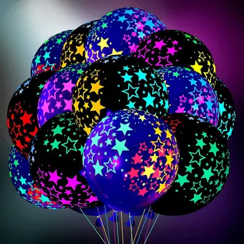 5gab Happy Birthday Neon Glow Balonus, kas Spīd uv puse, Luminiscences Baloni Neona Dzimšanas dienu Mirdzumu, 80's, 90 gadu Motīvu Puse Dekori