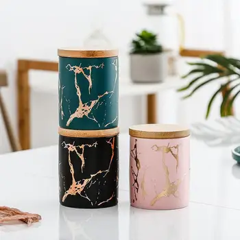 Apaļā Noslēgtā Keramikas Glabāšanas Trauciņu Garšvielu Tēja Kafija Var Tvertnes Pārtikas Konteiners Pudele Ar Vāku Virtuves Organizators Tējas Caddy