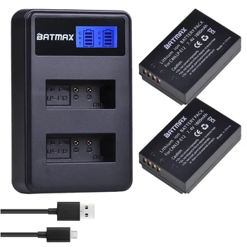 Batmax LP-E12 LPE12 LP E12 Akumulators +LCD Dual USB Lādētājs Canon SX70HS M 100D Skūpsts X7 Nemiernieku SL1 EOS M10 EOS M50 DSLR