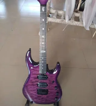 bezmaksas piegāde New Augstas kvalitātes liesmas kļavu violeta elektriskā ģitāra, balts custom ģitāru pelēka krāsa mūzikas ģitāra vīrietis