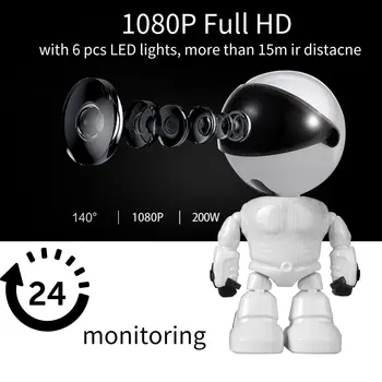 Bērnu Kamera 1080P HD Bezvadu Smart Baby Monitoru, WiFi IP ROBOTU Kameras Audio / Video Ieraksts Uzraudzības Home Security