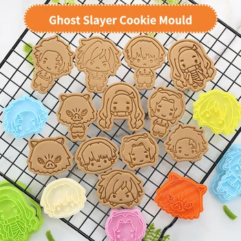Cepšanas Veidnē Anime Multiplikācijas filmu Demon Slayer Cookie Cutter 3d Stereo Nospiediet Mīklas Decorat Kūka Rīki, Virtuves Cepumu Veidotājs Piederumi