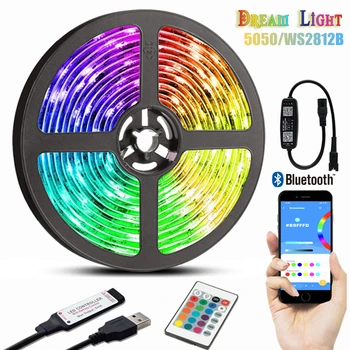 DreamColor Led Sloksnes Gaismas, Bluetooth RGBIC luces Gaismas Apdares Dzīvojamā Istaba Elastīgu Lenti Fita Lampas WS2812B Diode