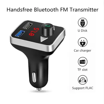 Dual USB Automašīnas Lādētājs FM Transmitter Modulators ar Bluetooth saderīgu Bezvadu Brīvroku Zvanu Mp3 Atskaņotājs Automašīnas Komplekts Auto Piederumi