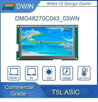 DWIN 4.3 Collu 480x272 TFT LCD Displejs HMI Touch Screen Smart displeja Ekrāna HMI