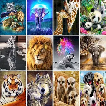GATYZTORY Pilna Urbt Dzīvnieku DIY Dimanta Krāsošana Rhinestone Komplekti Mozaīkas Mākslas Tiger Cross Stitch Roku darbs Dāvanu, Mājas Dekoru
