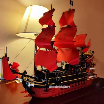 Idejas Pirātu Kuģis Queen Anne ' s Revenge Pirātu Kuģis Celtniecības Bloki Ekspertu Caribbeans Pirātu Kuģis Ķieģeļi Modelis Rotaļlietas Ziemassvētku Dāvanu