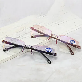 Ir 2021. Jaunu Lasīšanas Brilles Sievietēm Dimond Griešanas Bez Apmales Brilles Vīriešiem Anti Lasīšanas Brilles Briļļu Dioptrijas +--100+400