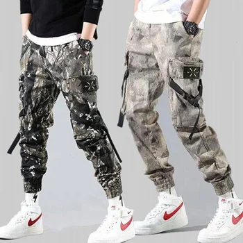 Japānas Korejiešu Joggers Kravas Bikses Vīriešu Militārās Maskēšanās Streetwear Bikses Modes Tendence Vīriešu Apģērbu Harajuku Treniņbikses