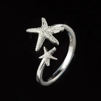 Jauns Dizains Cute Starfish Sudraba Krāsā Atvērt Regulējams Gredzeni Sieviešu Modes Beach, Jūras Zvaigzne Dzimšanas Dienu, Rotaslietas, Dāvanas,