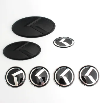 K Logo Emblēma, 3D uzlīmes, Automašīnu Priekšā Aizmugurē Stūres Emblēma Riteņa Centrs Rumbas Vāciņu Vāka Emblēma Par KIA OPTIMA K2/K3/K4/K5 Sudraba Melna