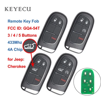 Keyecu GQ4-54T Smart Remote Auto Atslēgu Fob 3 4 5 Pogām 433MHz 4A PCF7953M Čipu Jeep Cherokee 2014 2015 2016 2017 2018 2019