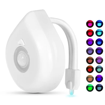 LED Tualetes Sēdeklis Nakts Gaisma Kustības Sensors WC Gaismu 16 Krāsas Maināmas, Indikators Akumulatora Barošanu Apgaismojums par Tualetes Pods Bērnu