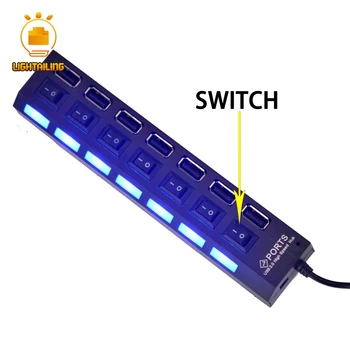 LIGHTAILING Balta/ Melna USB Centrmezglam, kas Ar 7 Usb Portiem Un Akumulatoru Rūtiņu Bloks Uzstādīts Rotaļu Led Light Komplekts