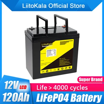 LiitoKala 12v 120ah Jaudas lifepo4 12.8 V baterija, saules baterija RV Uzlādējams Litija Dzelzs ar bms Āra kempings
