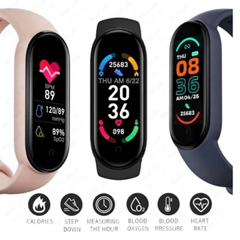 M6 Smart Skatīties Globālo Versiju, Manu Joslu 6 Android Xiaomi iphone Fitnesa Rokassprādze asinsspiediens Smartwatch M6 Pulkstenis Pulksteņi