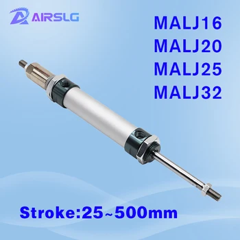 MALJ sērijas MALJ16 MALJ20 MALJ25 MALJ32 mini cilindra augstumu-25-50-75-100-125-150 -500mm insulta divvietīgā darbojas pneimatiskā tipa