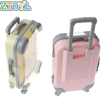 Mini plastmasas koferis bagāža, lai lelle plastmasas ceļojumu suitcas bērniem rotaļlietas