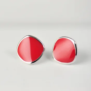 Modes red square 100% reāla 925 sterling sudraba auskariem sievietēm Tīra S925 sudraba rotaslietas ģeometriskā earing