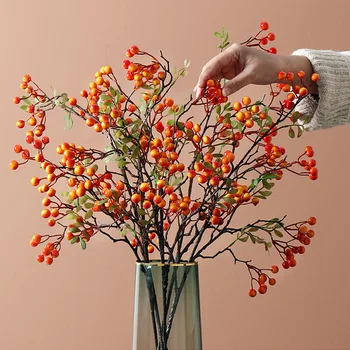 Mākslīgo Augu Ornamenti, Imitēta Ziedu, Ogu Rudens Augļu Filiāle Skaistu Apkope Garums 70cm Imitācija Augi