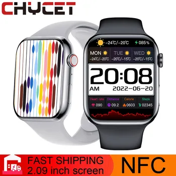 NFC Smart Skatīties Vīrieši 2.09 Collu Smartwatch Sieviešu Bezvadu Bluetooth Maksas Zvanīt Mūzikas Vadības Pulksteņi Sporta Fitnesa Tracker Pulkstenis