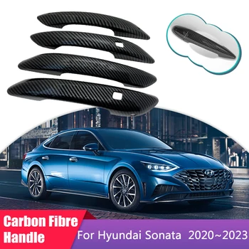 Oglekļa Šķiedras Durvju Roktura Vāciņš par Hyundai Sonata 8 DN8 2020 2021 2022 2023 Auto Aizsardzības Filmu Veidošanas Piederumi Uzlīmes Apdare