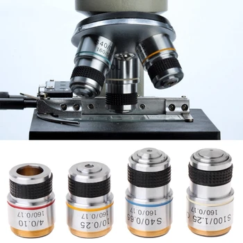P82C 4X 10X 40X 100X Ahromatisks Objektīvs Objektīvs Bioloģisko Mikroskopu 185