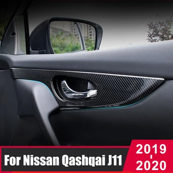 Priekš Nissan Qashqai J11 2014-2017 2018 2019 2020 Oglekļa Šķiedras Automašīnas Salona Durvju Rokturi Bļodā Rāmis Aptver Apdares Uzlīmes Aksesuāri
