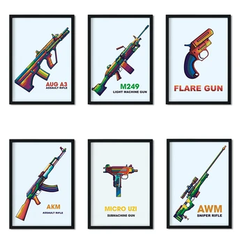 PUBG Jedi izdzīvošanas spēle šaušanas spēle guns Pirmsskolas Bērnu Istaba, spēļu istaba, Mājas Dekoru Mākslas Dekoru, plakāti, kanvas glezna M662