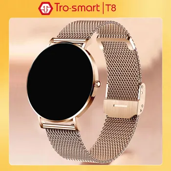 Rose Gold Smart Watch Sievietes Vīrieši AMOLED Smartwatch Luxury Smart Clock Android, IOS Fitnesa Tracker Smart-skatīties Trosmart T8