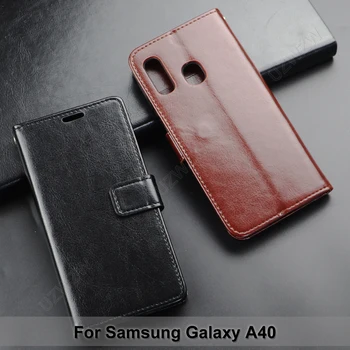Samsung Galaxy A40 Flip Maciņš PU Ādas Gadījumā