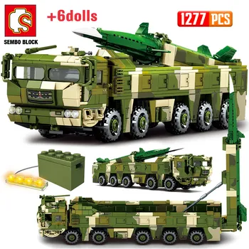 SEMBO WW2 Raķešu Kravas Transportlīdzekļa Modeli, Celtniecības Bloki, Pilsētas Militārā Kaujas Armijas Auto Karavīrs Skaitļi Ķieģeļi Rotaļlietas Bērniem