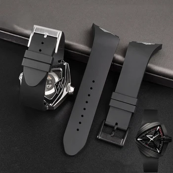 Slīpi silikona watchband par Hamiltonu Gumijas Pulksteņu Siksniņas piedzīvojumu sērija h24655331 Elviss Preslijs black waterproof 25mm