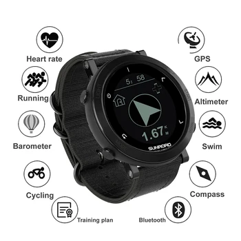 Sunroad GPS Sporta Smart Pulksteņi Ciparu Ar Altimetrs, Kompass, Barometrs Ūdensizturīgs 50m Fitnesa Tracker Riteņbraukšana Alpīnisma