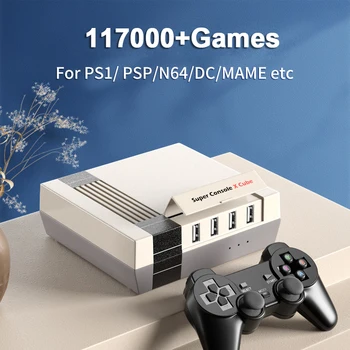 Super Konsoli X Cube Retro TV Video Spēļu Konsoles PSP/PS1/N64/DC/Naomi 117,000+ Klasiskās Spēles Displejs uz TV Projektoru