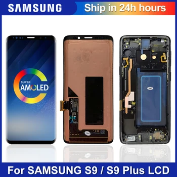 SĀKOTNĒJĀ AMOLED Nomaiņa SAMSUNG Galaxy S9 S9+ LCD skārienekrānu, Digitizer ar Rāmi S9 Plus LCD G960 G965 displejs