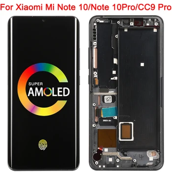 Sākotnējā Mi, Ņemiet vērā, 10 Pro Displeja Xiaomi Mi CC9 Pro LCD Rāmja Amoled Mi Note10 Lite M1910F4G Displejs, Touch Screen Digitizer