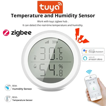 Tuya ZigBee Smart Home LED Ekrāns, Temperatūras Sensors, Iekštelpu Mitruma Sensors Zigbee Smart Hub Dzīvi Balss Kontroli, Alexa, Google