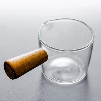 Tējas Stikla Kauss Ar Koka Rokturi Ēdiens, Kafija Mini Piena Kausa Puses-izdarīt Mērci Trauku Ar Rokturi Stikla Mērci, Etiķi Uzkodu Plate