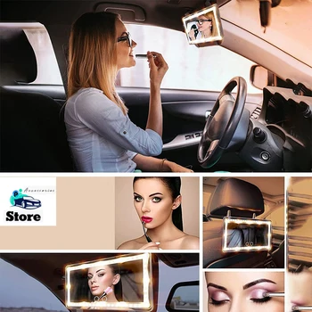 Uzlādējams Praktisko Automašīnas Iedomība Spogulis 60 Led Touch Screen 3 Gaismas Režīmi Piemērots Automobiļu Kravas Automašīnām Suv Guļamistabas